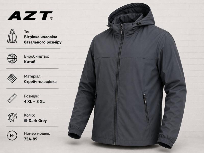 Ветровка AZT (52-60) AZ1085-75A-89 d.grey (деми)