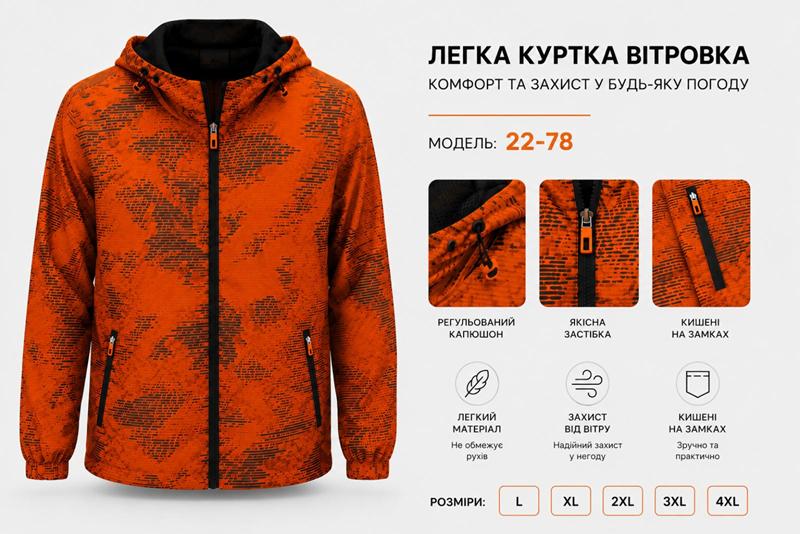 Ветровка AZT (46-54) AZ1115-22-78 orange (деми)
