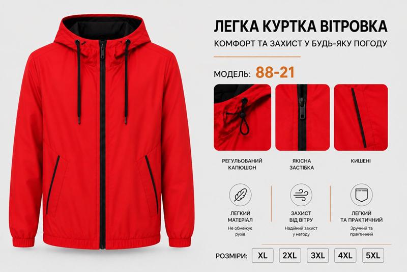 Ветровка AZT (46-54) AZ1116-88-21 red (деми)