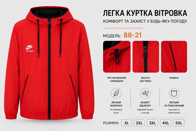 Ветровка AZT (46-54) AZ1117-88-21 red (деми)