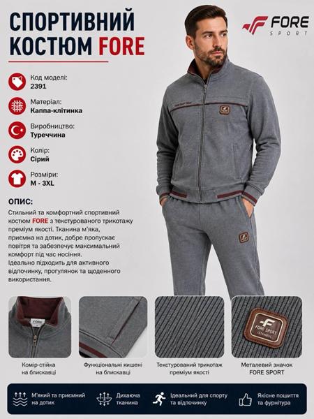 Костюм спорт AZT (M-3XL) AZ1086-2391 grey (деми)