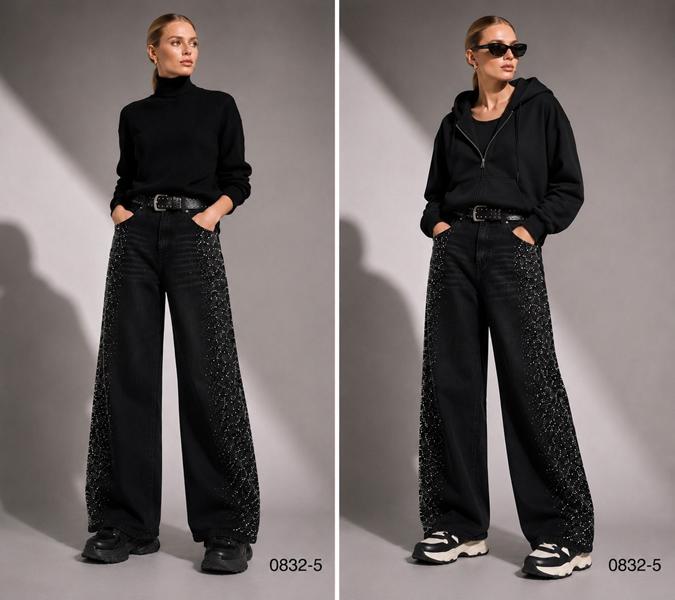 Джинсы Saint Wish (S-XL) 0832-5 black (деми)
