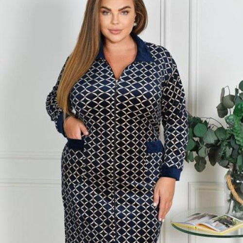 Халат Anion (54-62) 701-W3 navy-beige (деми) Anion 701-W3 navy-beige