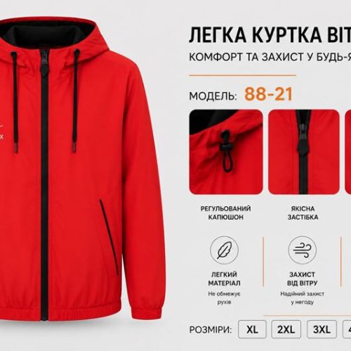 Ветровка AZT (46-54) AZ1117-88-21 red (деми) AZT AZ1117-88-21 red