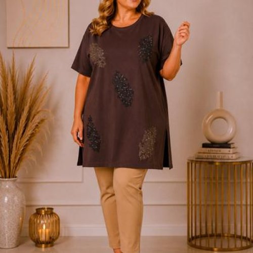 Туника Global (XL-5XL) GL269 brown (лето) Global GL269 brown