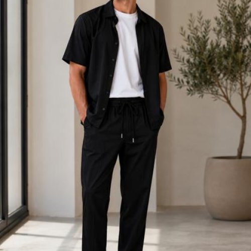Рубашка Moranny (S-XL) MR1853 black (лето) Moranny MR1853 black