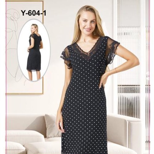 Ночнушка Brilliant (50-54) Y604-1 black (лето) Brilliant Y604-1 black