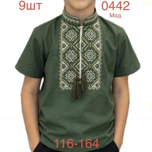 Вышиванка Надийка (116-164) ND1546-0442 green  (лето) Надийка ND1546-0442 green 