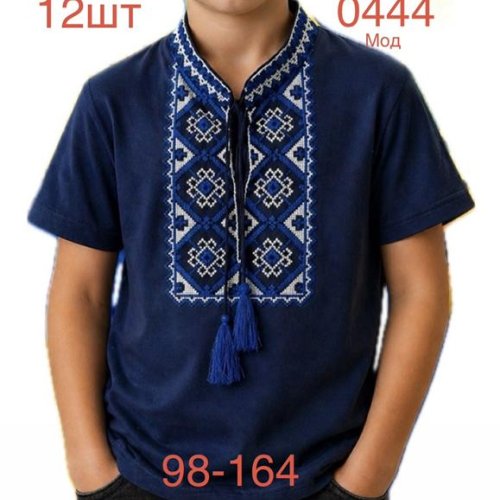 Вышиванка Надийка (98-164) ND1551-0444 navy (лето) Надийка ND1551-0444 navy