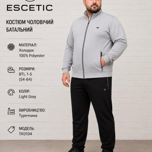 Костюм спорт AZT (54-62) AZ1029-1-5 grey (деми) AZT AZ1029-1-5 grey