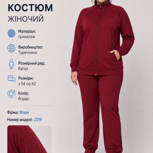 Костюм спорт AZT (54-62) AZ1200-2219 wine (деми) AZT AZ1200-2219 wine
