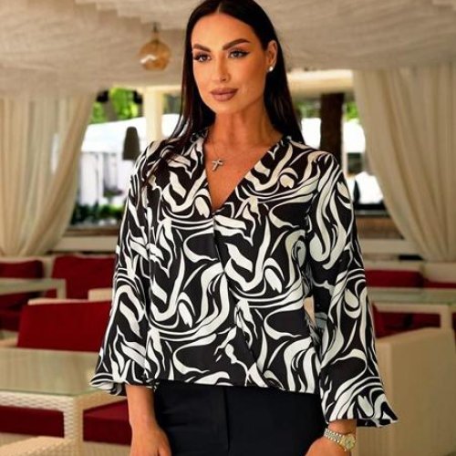 Блузка Loren (46-52) 746-1 black-white (деми) Loren 746-1 black-white