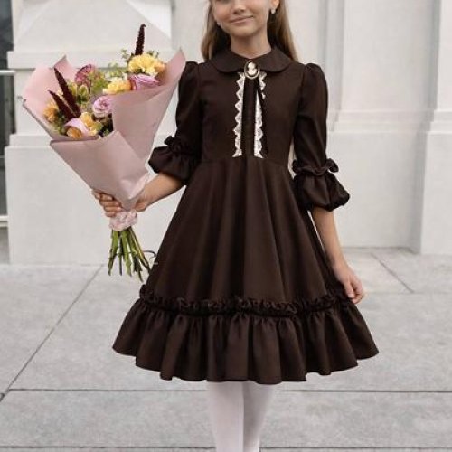Платье Alisa Brand (128-152) 1335-1523 brown (деми) Alisa Brand 1335-1523 brown
