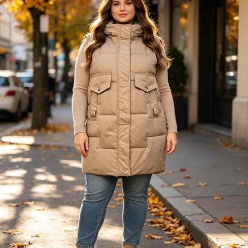 Жилетка Jacket (52-60) M6602 beige (деми) Jacket M6602 beige