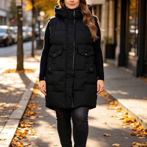Жилетка Jacket (52-60) M6602 black (деми) Jacket M6602 black