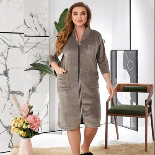 Халат Romeo life (50-64) 1020-8 d.beige (деми) Romeo life 1020-8 d.beige