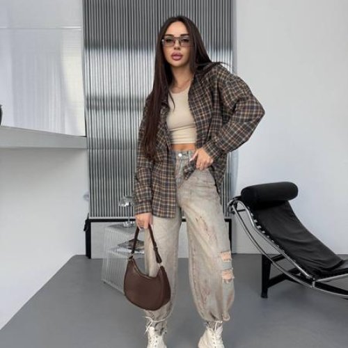 Рубашка Akulova (42-50) 412 grey-brown (деми) Akulova 412 grey-brown