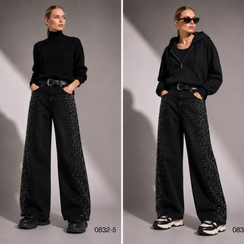 Джинсы Saint Wish (S-XL) 0832-5 black (деми) Saint Wish 0832-5 black